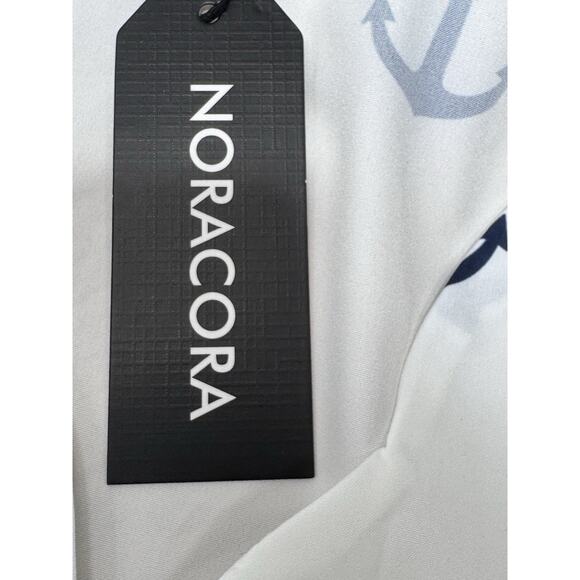 Noracora Women’s Size XL White Mid Length Shirt Dress Short Sleeve Blue Anchor - Picture 5 of 7